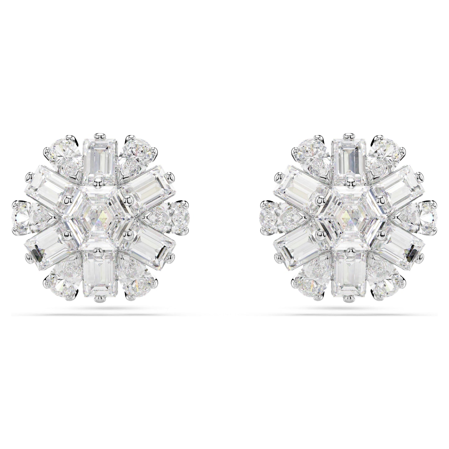 IDYLLIA STUD EARRINGS SNOWFLAKE - WHITE, RHODIUM