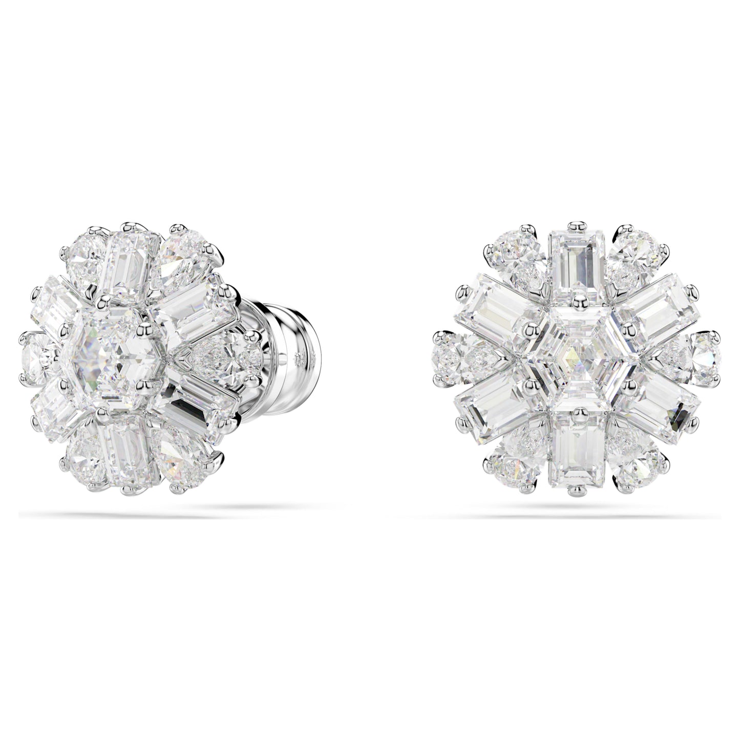 IDYLLIA STUD EARRINGS SNOWFLAKE - WHITE, RHODIUM