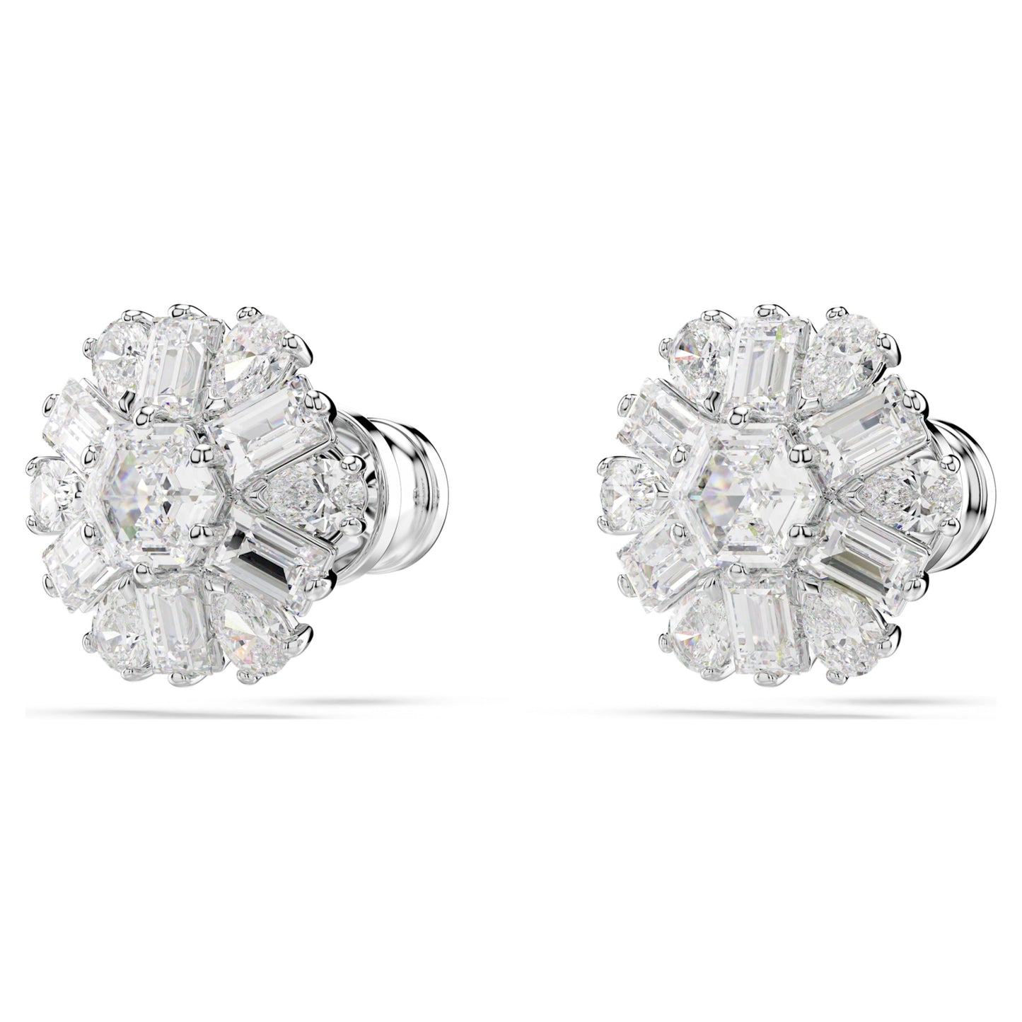 IDYLLIA STUD EARRINGS SNOWFLAKE - WHITE, RHODIUM
