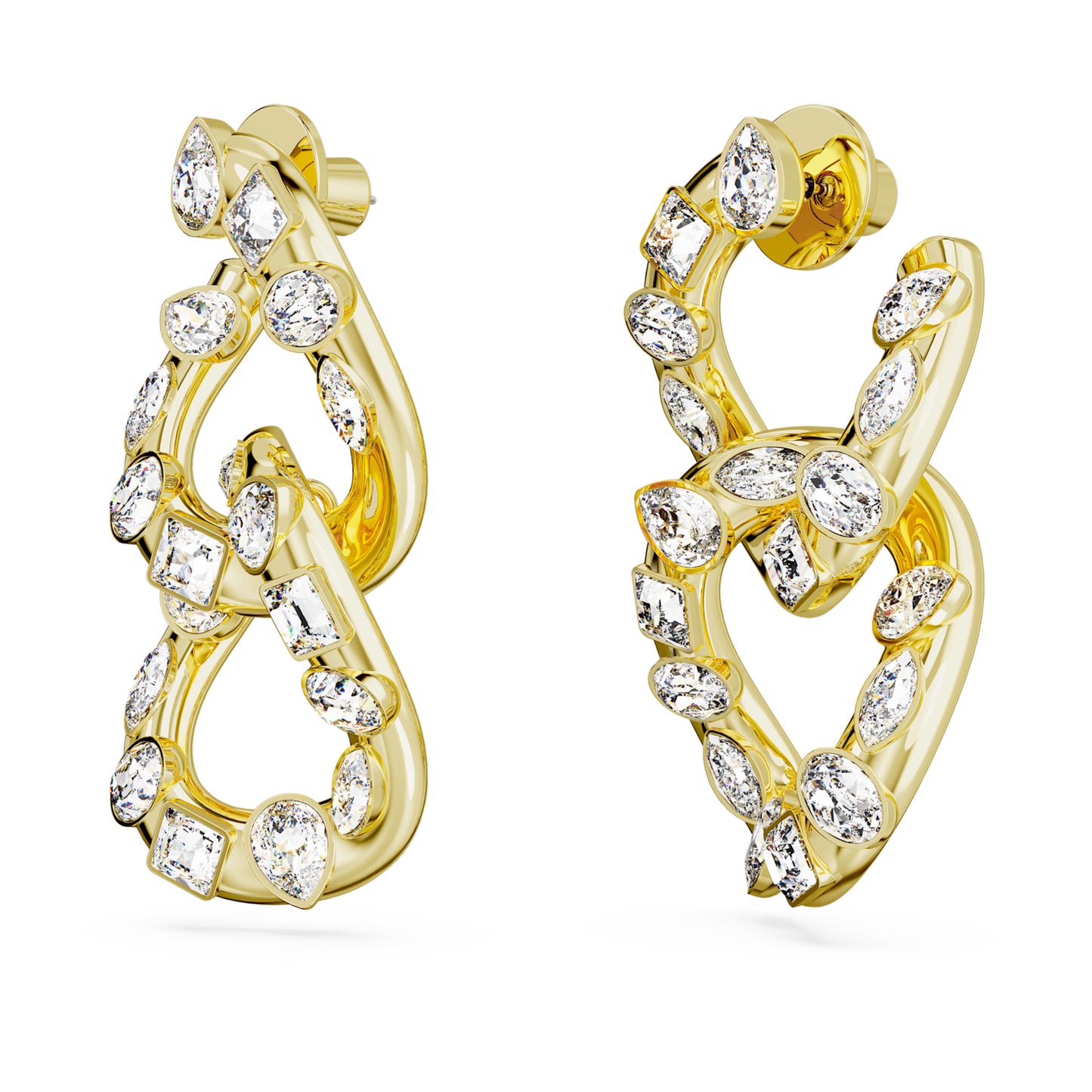 IMBER HOOP EARRINGS INTERLOCKING LOOP - WHITE, GOLD