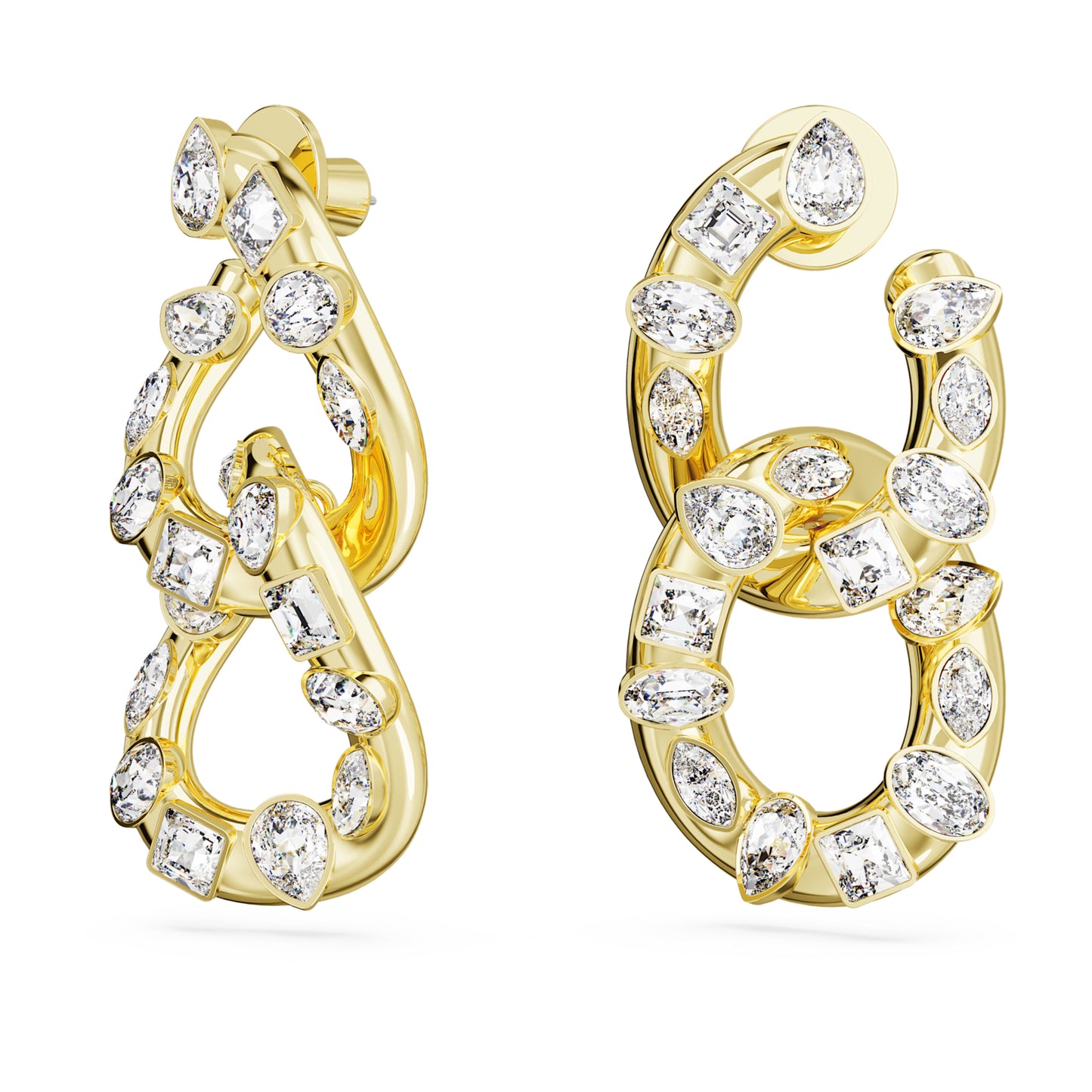 IMBER HOOP EARRINGS INTERLOCKING LOOP - WHITE, GOLD