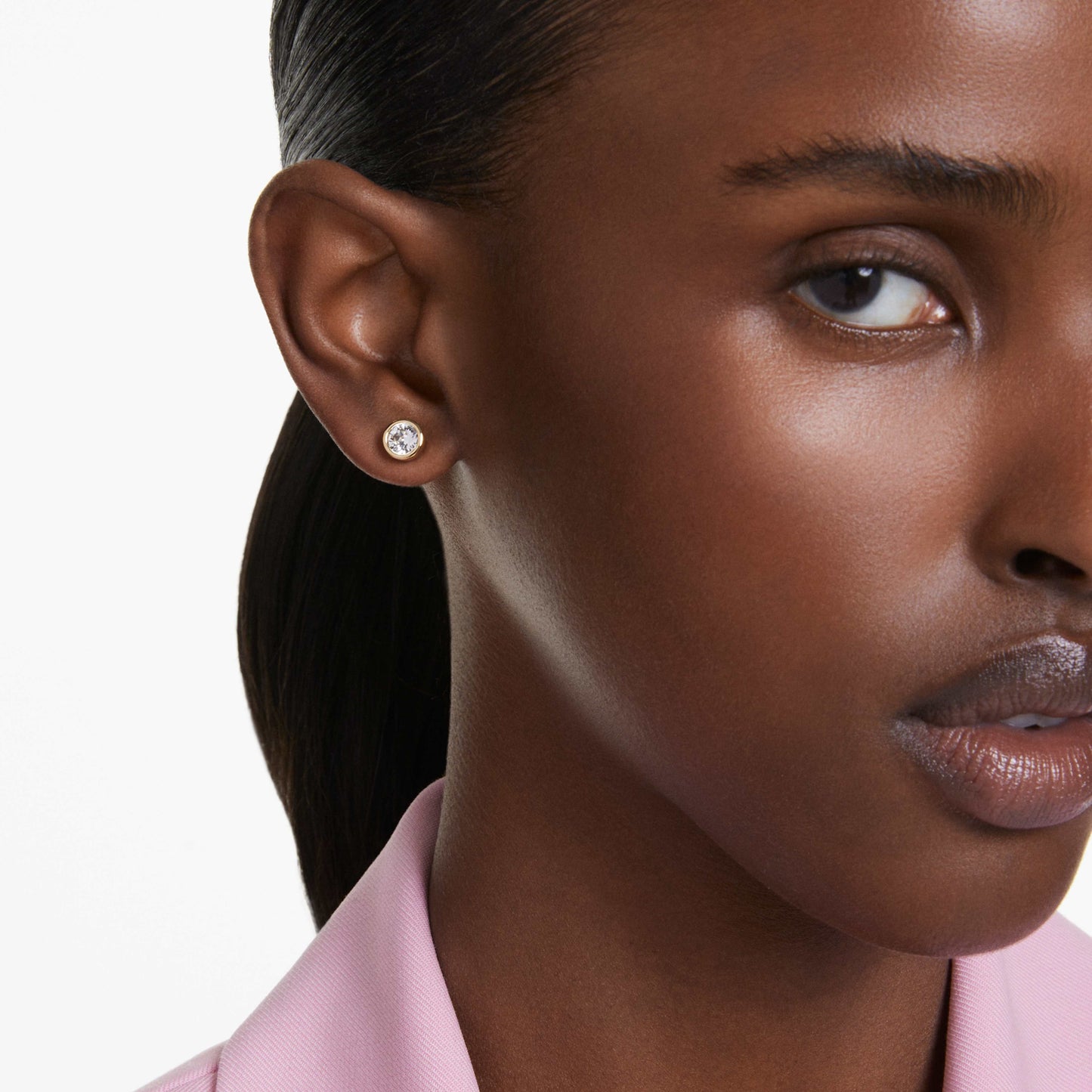 IMBER STUD EARRINGS - WHITE, GOLD