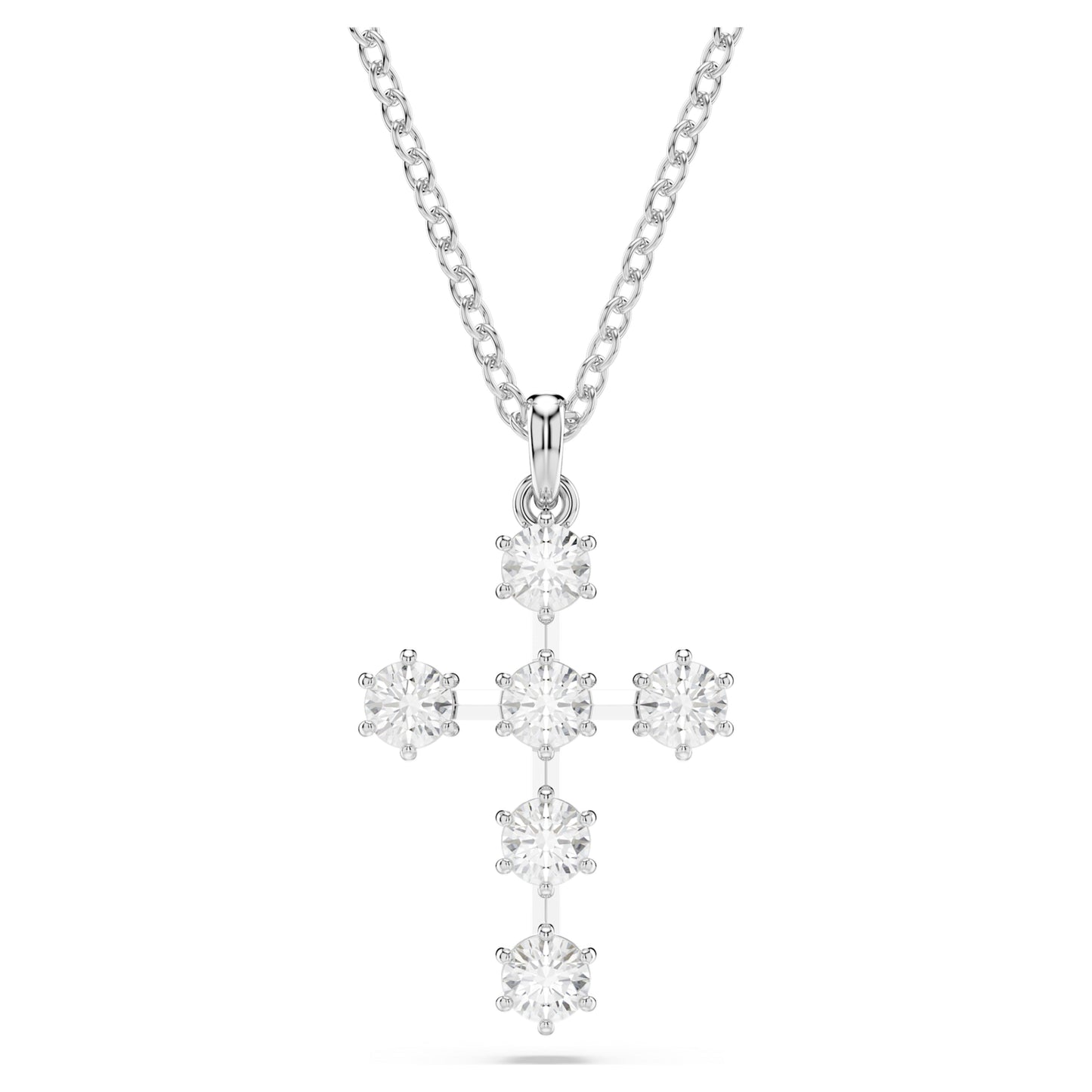 INSIGNE PENDANT CROSS - WHITE, RHODIUM