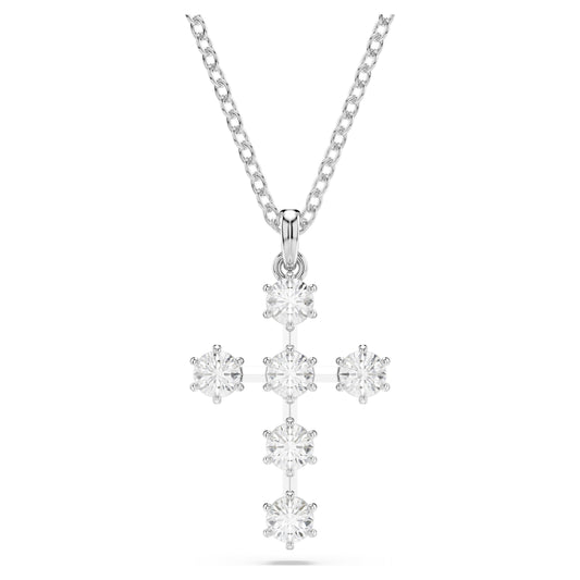 INSIGNE PENDANT CROSS - WHITE, RHODIUM