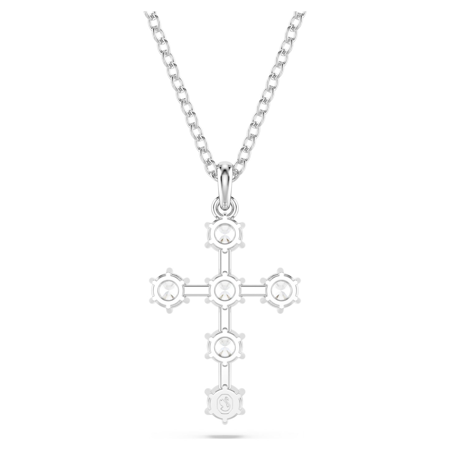 INSIGNE PENDANT CROSS - WHITE, RHODIUM