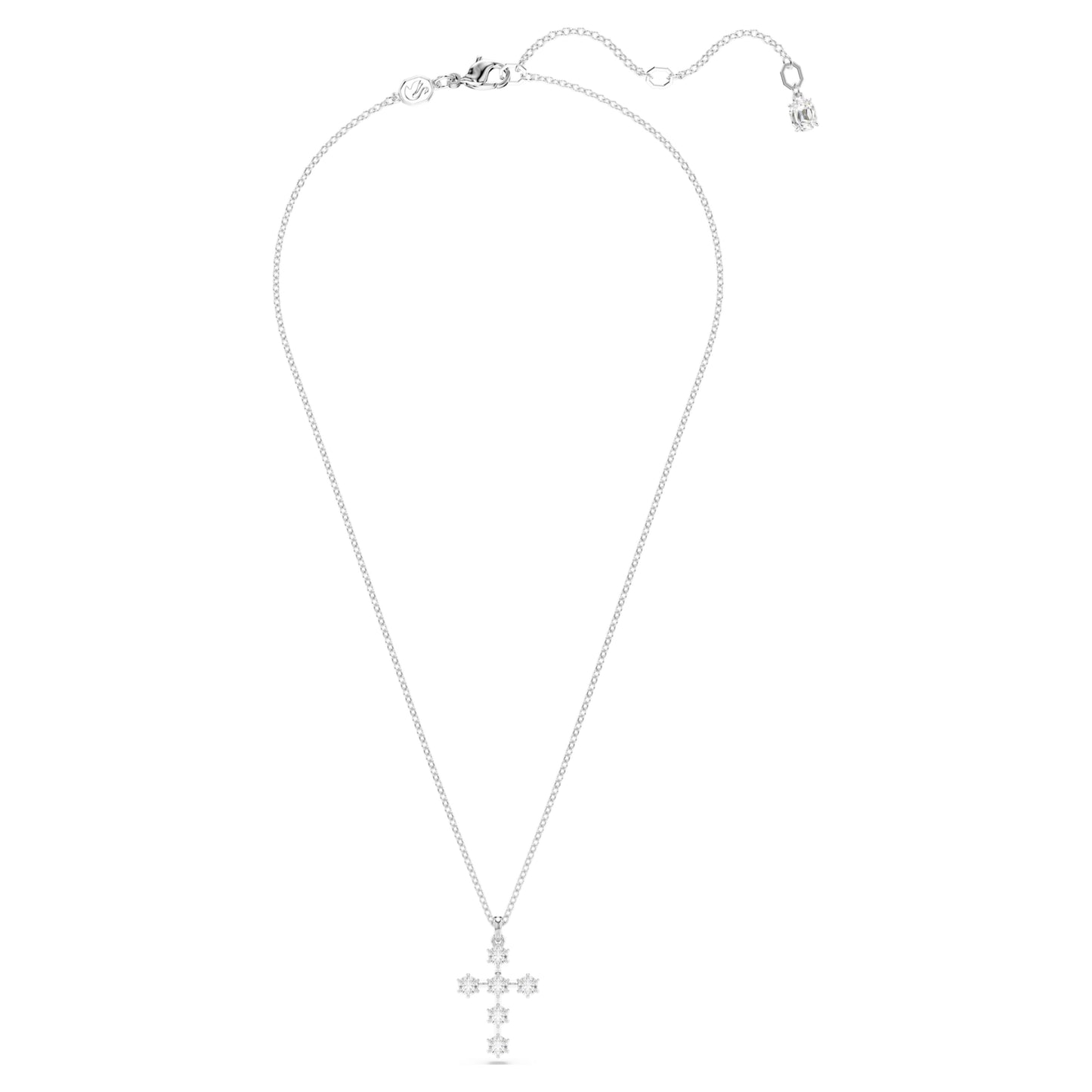 INSIGNE PENDANT CROSS - WHITE, RHODIUM