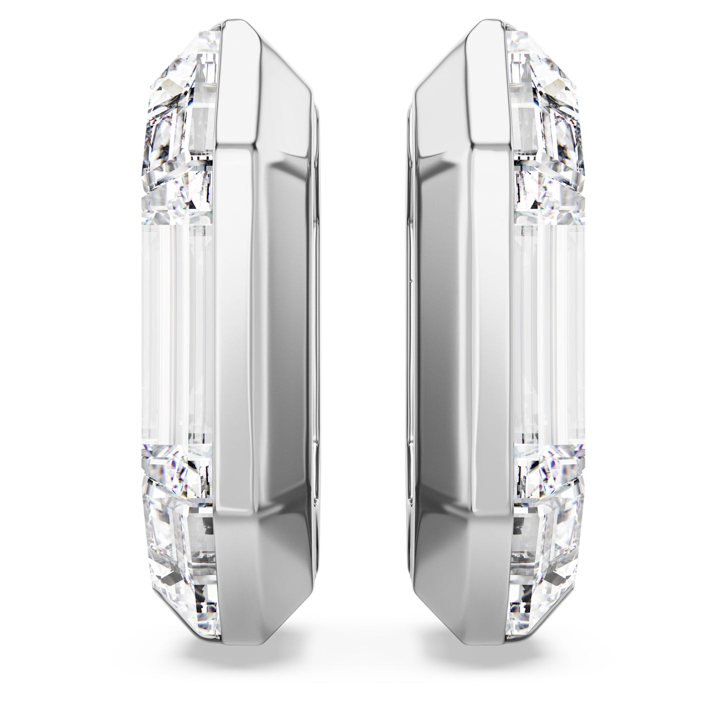 LUCENT HOOP EARRINGS - WHITE, RHODIUM