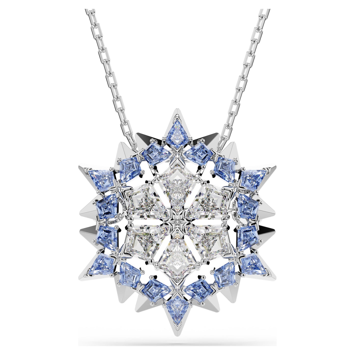 MAGIC PENDANT AND BROOCH SNOWFLAKE - BLUE, RHODIUM