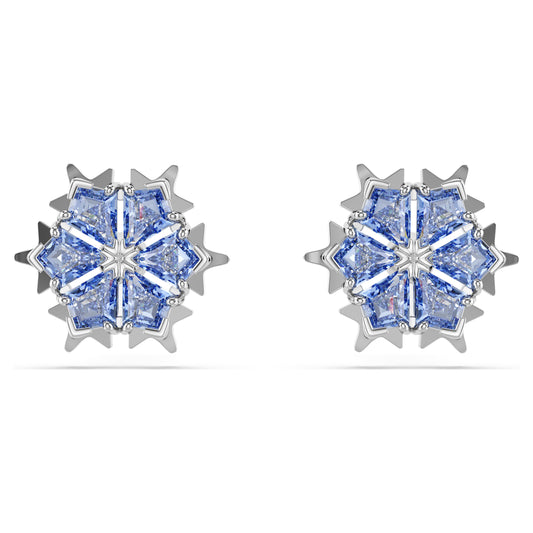 MAGIC STUD EARRINGS SNOWFLAKE - BLUE, RHODIUM