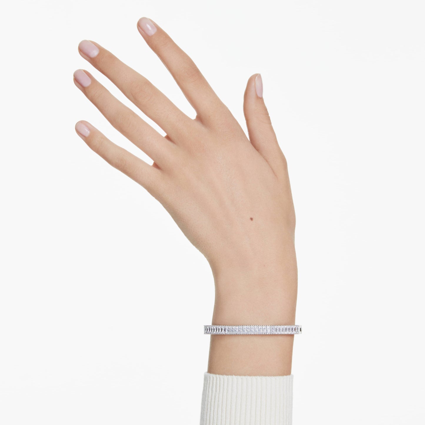 MATRIX BANGLE - WHITE, RHODIUM