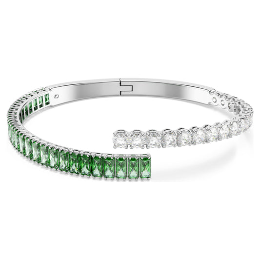 MATRIX BANGLE - GREEN, RHODIUM