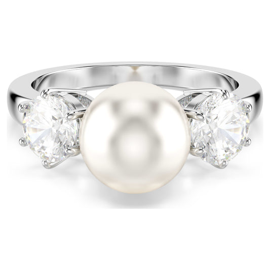 MATRIX COCKTAIL RING - PEARL, WHITE, RHODIUM
