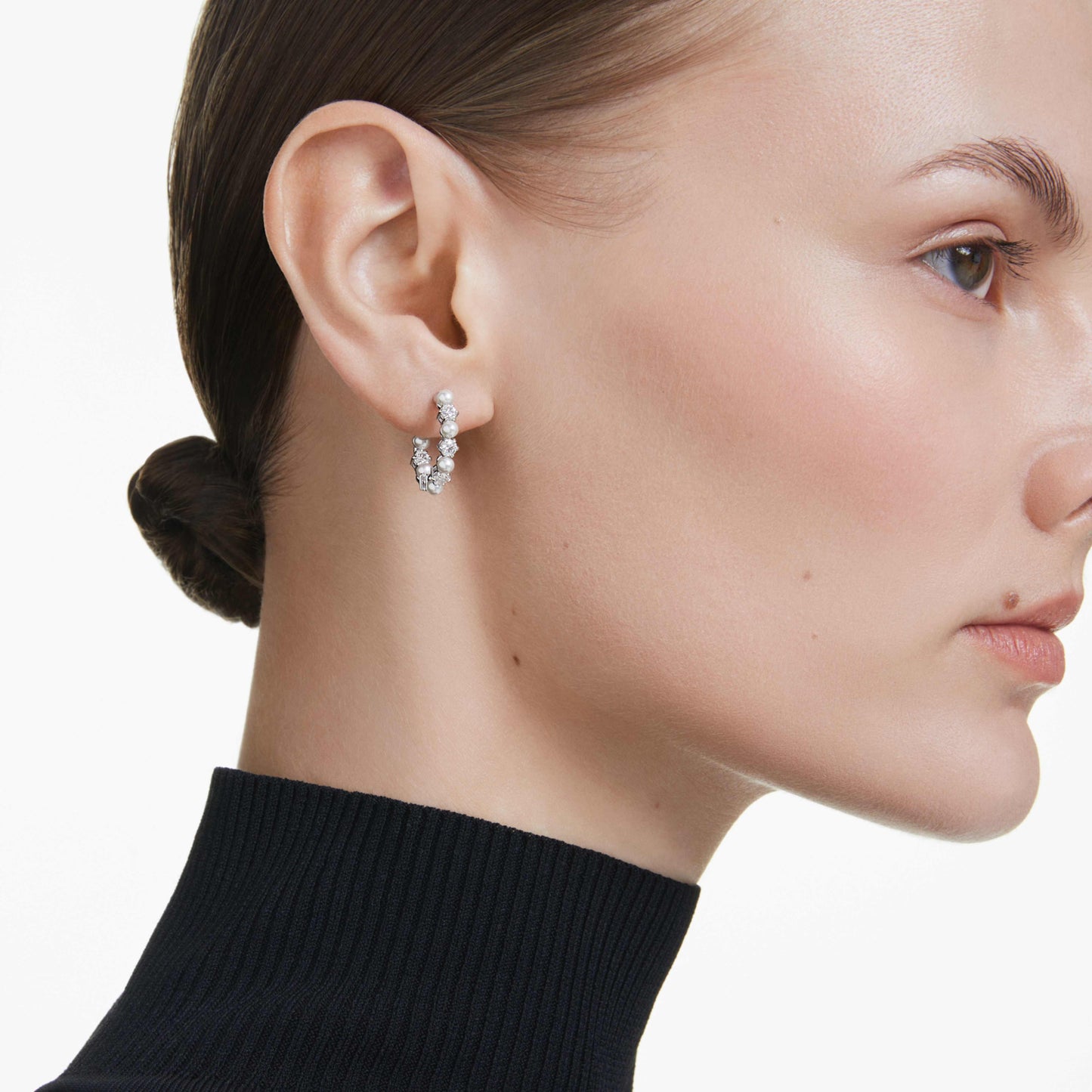 MATRIX DROP EARRINGS PEARL - WHITE, RHODIUM