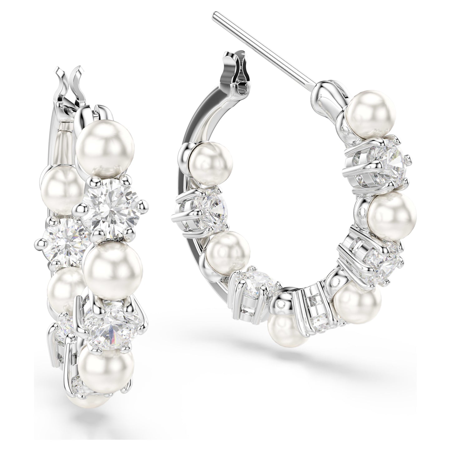 MATRIX DROP EARRINGS PEARL - WHITE, RHODIUM