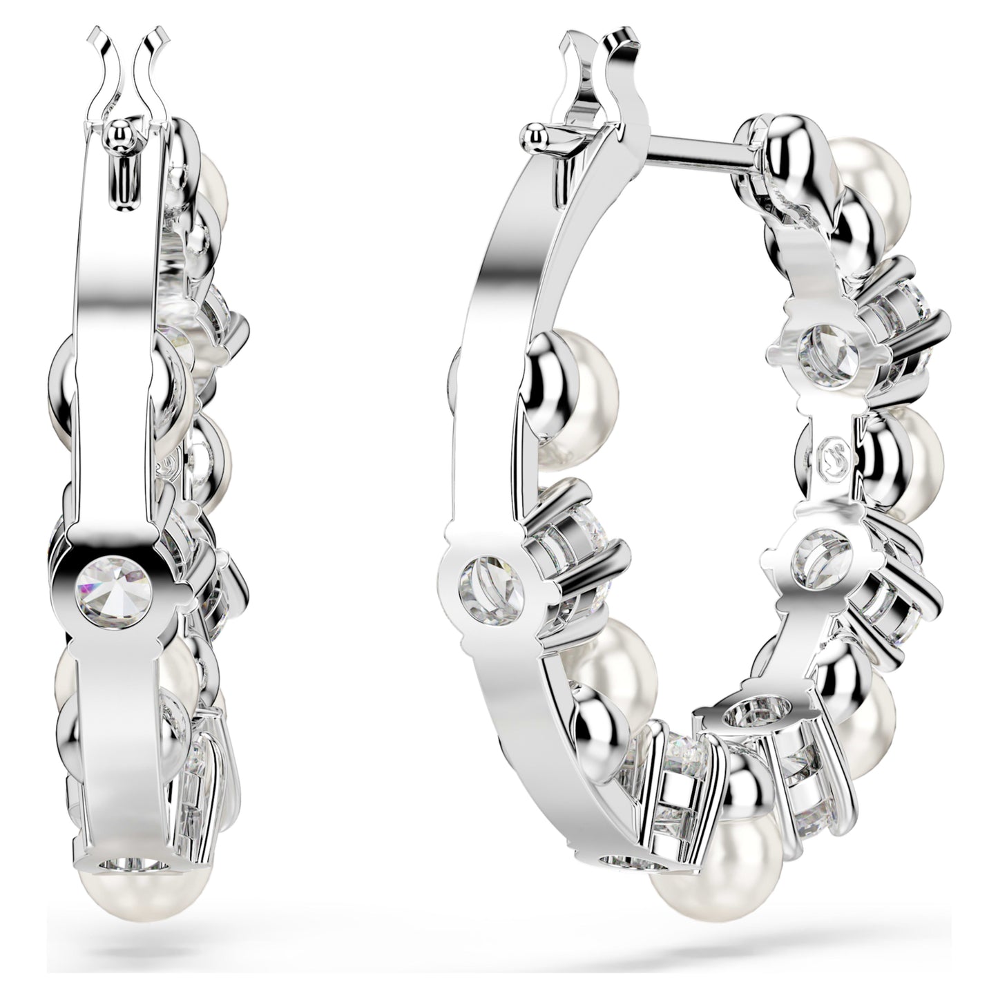 MATRIX DROP EARRINGS PEARL - WHITE, RHODIUM
