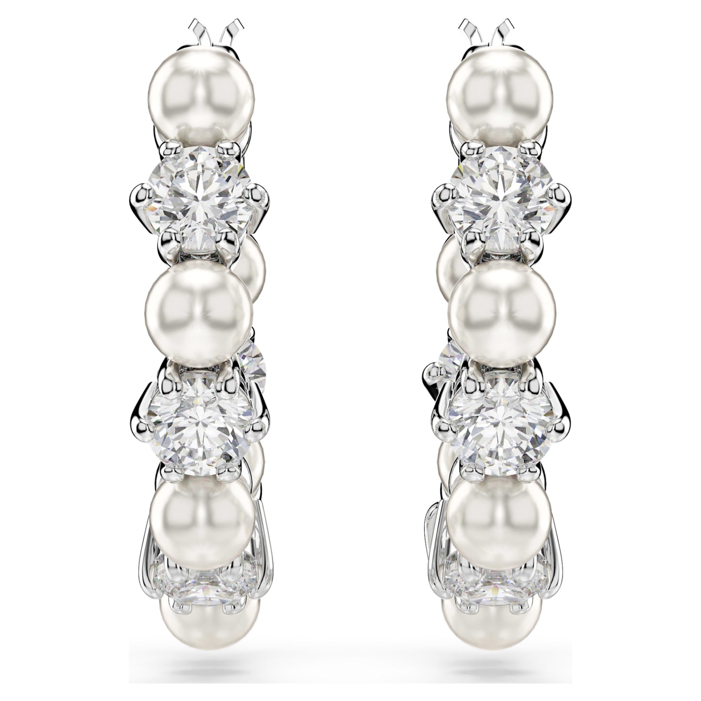 MATRIX DROP EARRINGS PEARL - WHITE, RHODIUM