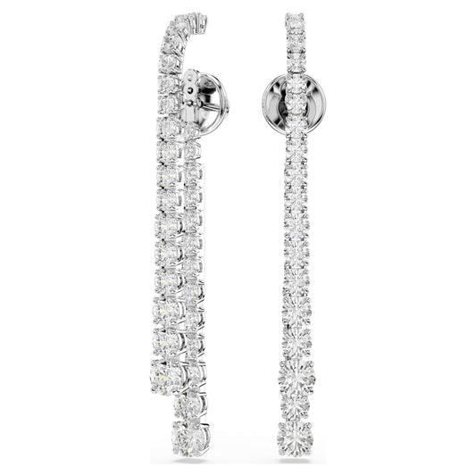 MATRIX DROP EARRINGS - WHITE, RHODIUM