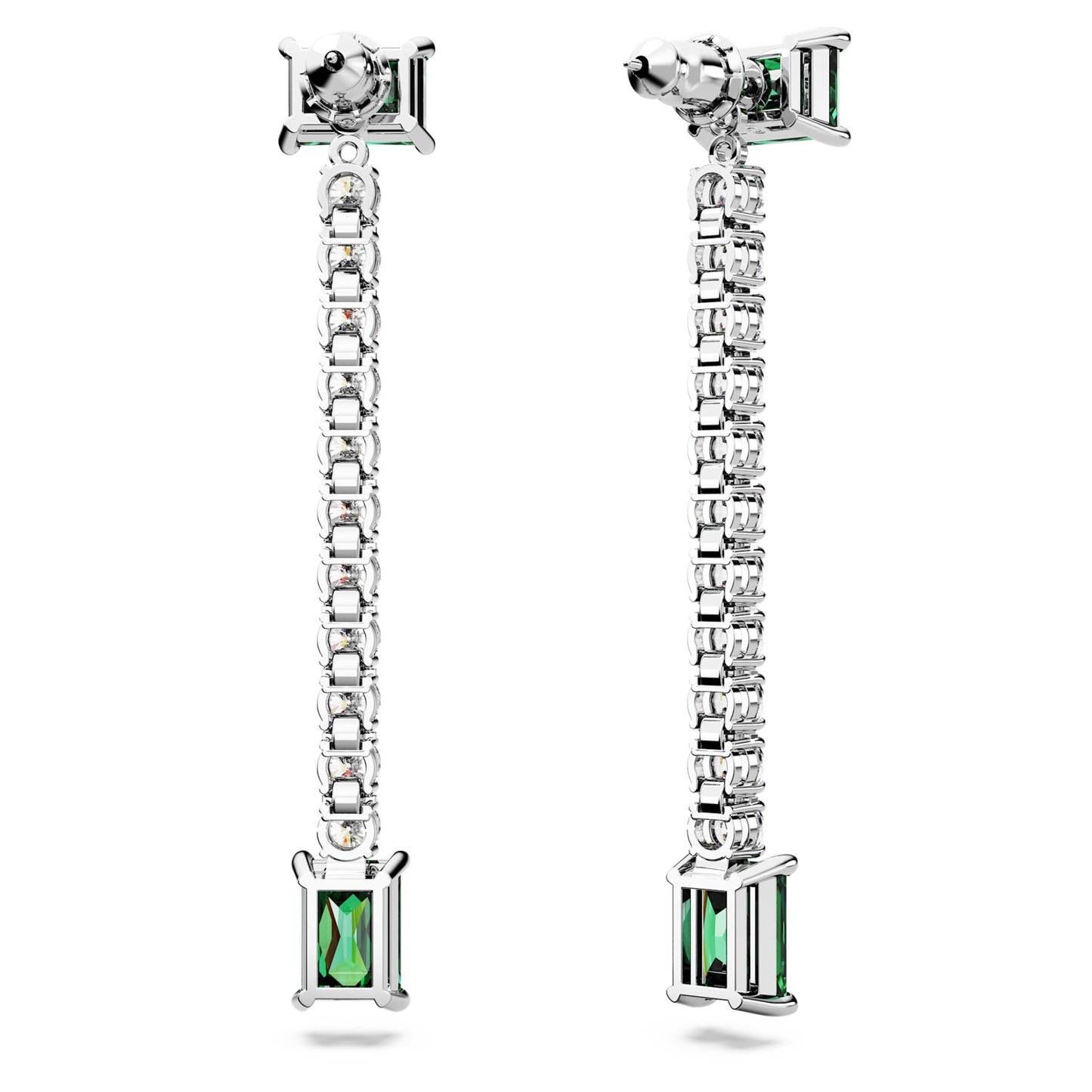 MATRIX DROP EARRINGS - GREEN, RHODIUM