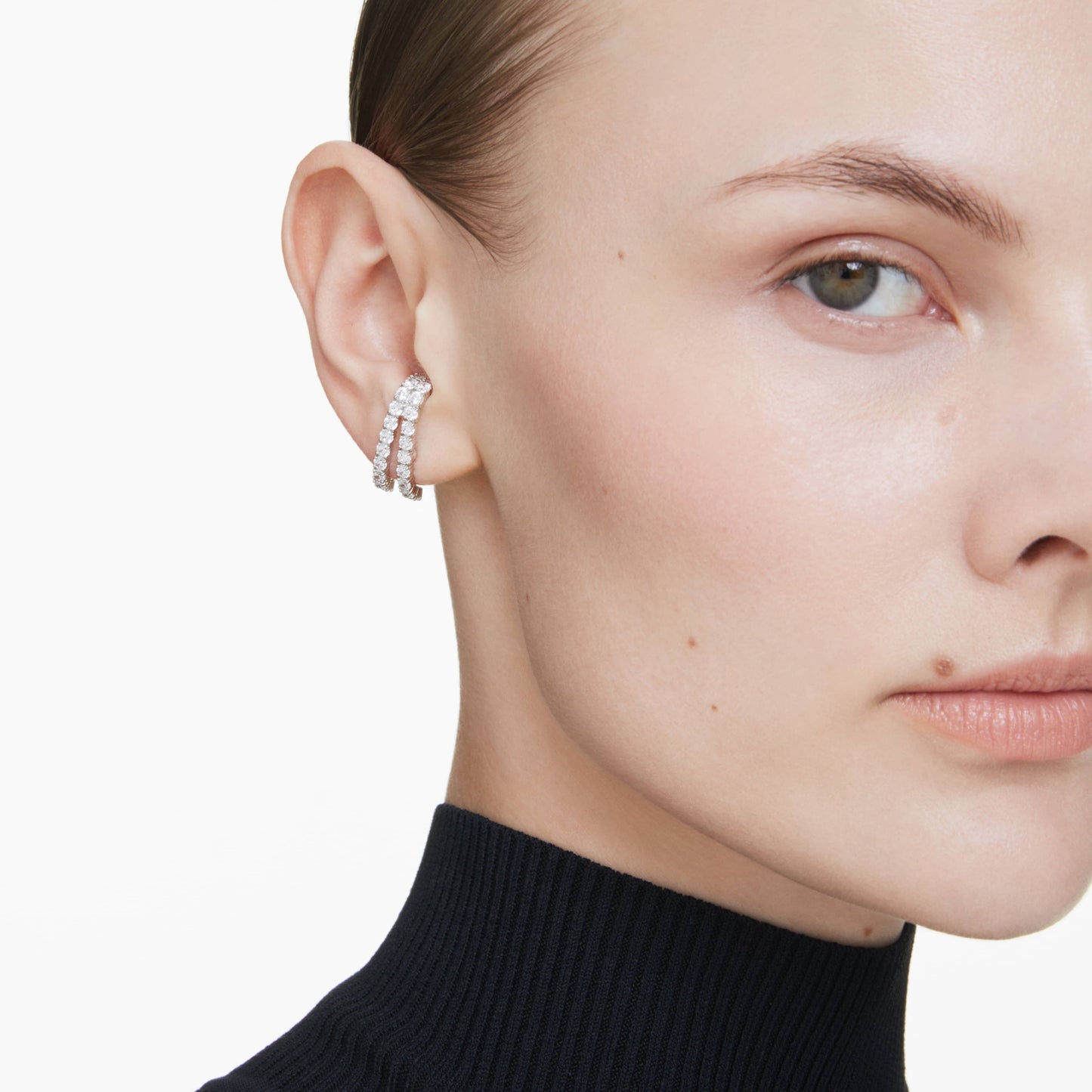 MATRIX EAR CUFFS - WHITE, RHODIUM