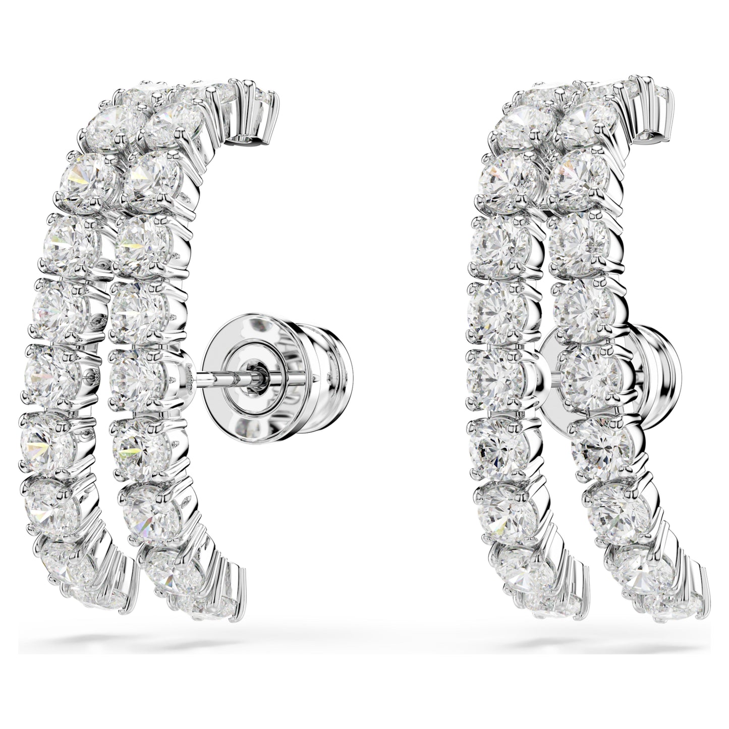 MATRIX EAR CUFFS - WHITE, RHODIUM