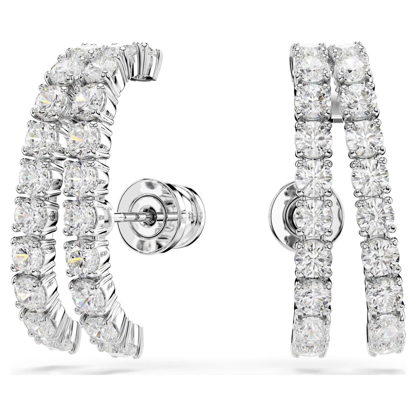 MATRIX EAR CUFFS - WHITE, RHODIUM