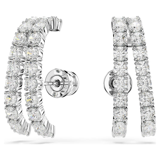 MATRIX EAR CUFFS - WHITE, RHODIUM