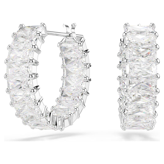 MATRIX HOOP EARRINGS - WHITE, RHODIUM