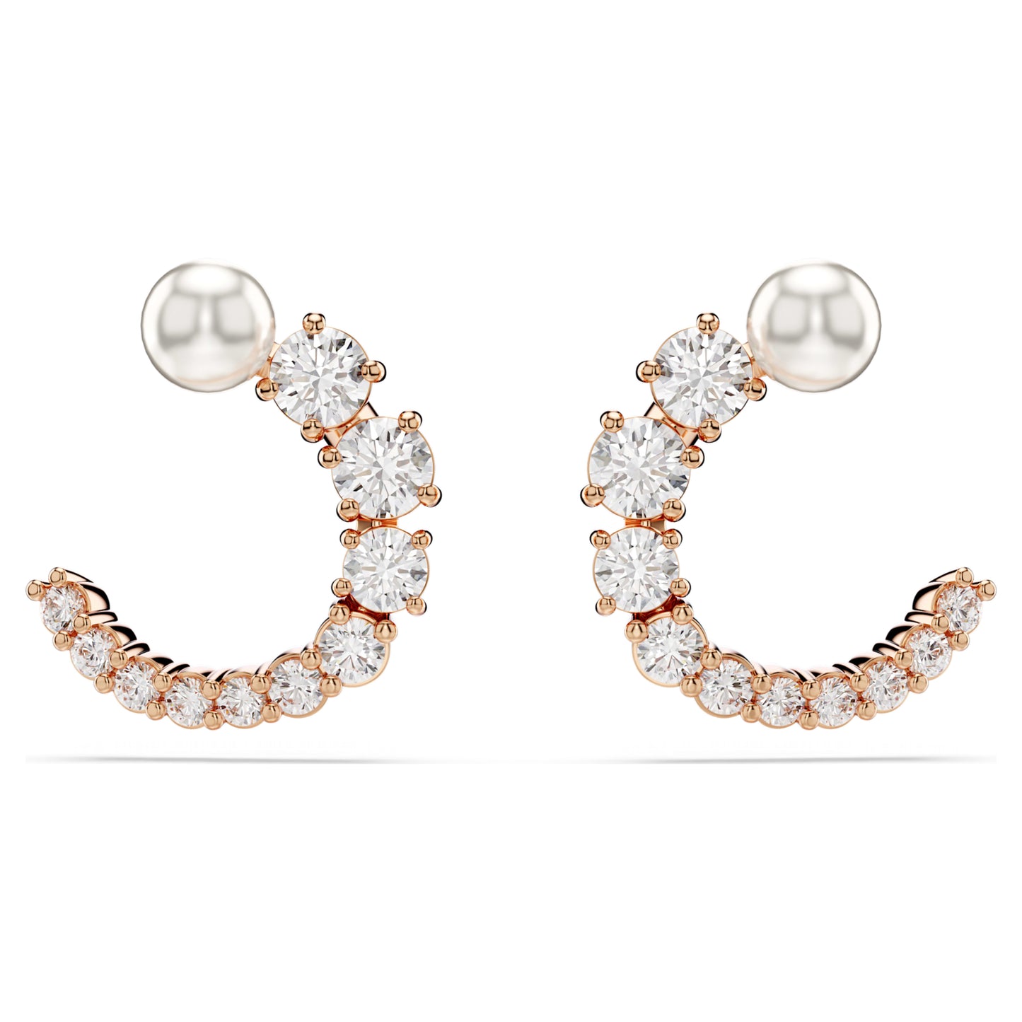 MATRIX HOOP EARRINGS PEARL - WHITE, ROSE-GOLD