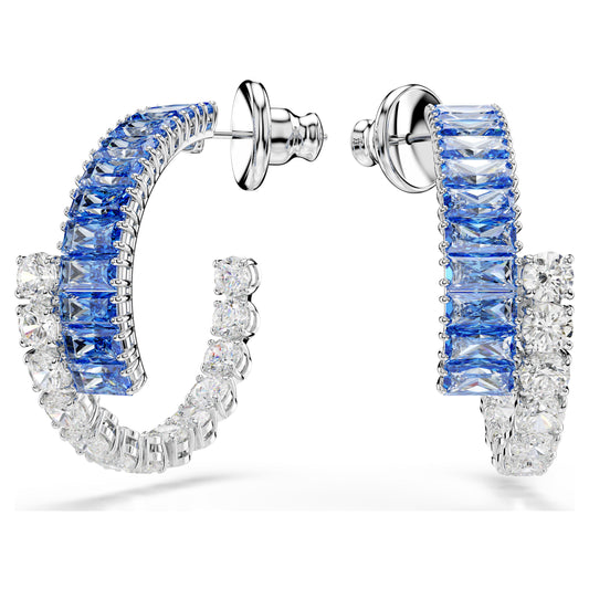 MATRIX HOOP EARRINGS - BLUE, RHODIUM