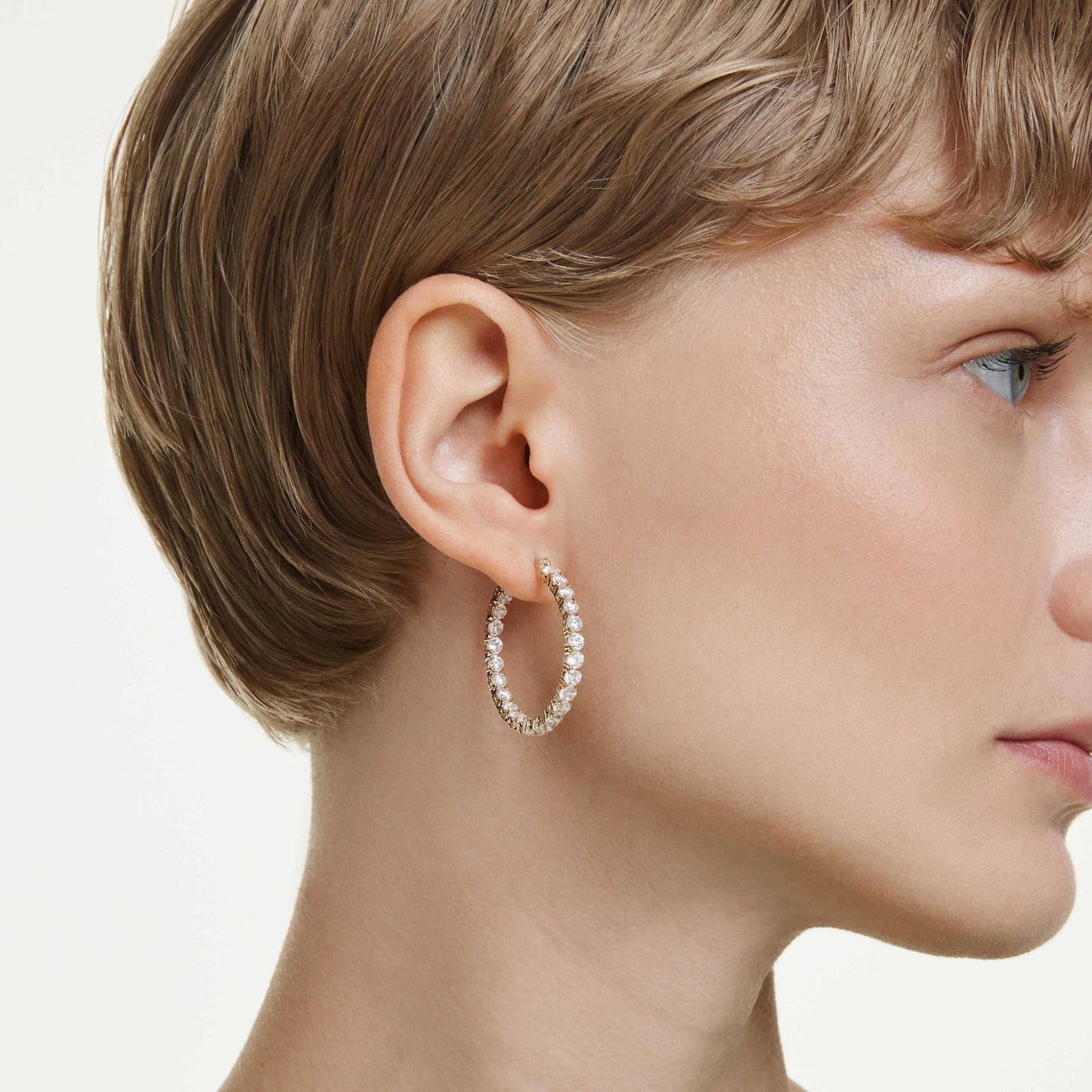 MATRIX HOOP EARRINGS - WHITE, GOLD