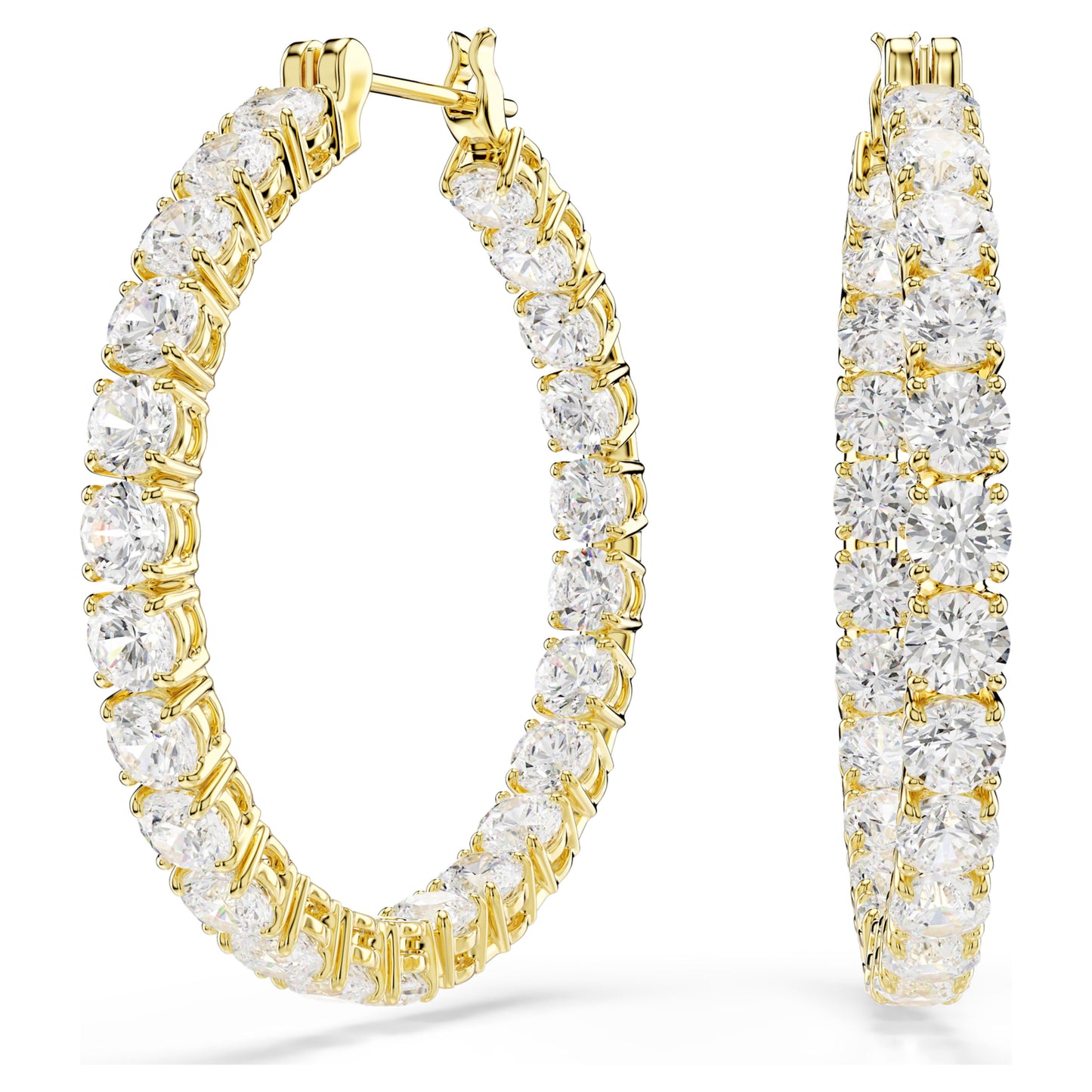 MATRIX HOOP EARRINGS - WHITE, GOLD
