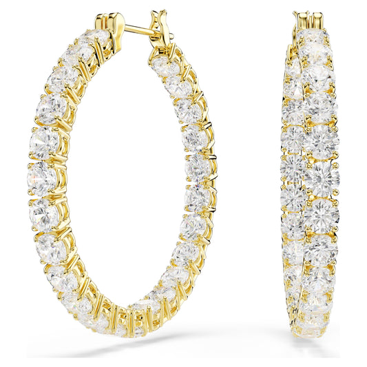 MATRIX HOOP EARRINGS - WHITE, GOLD