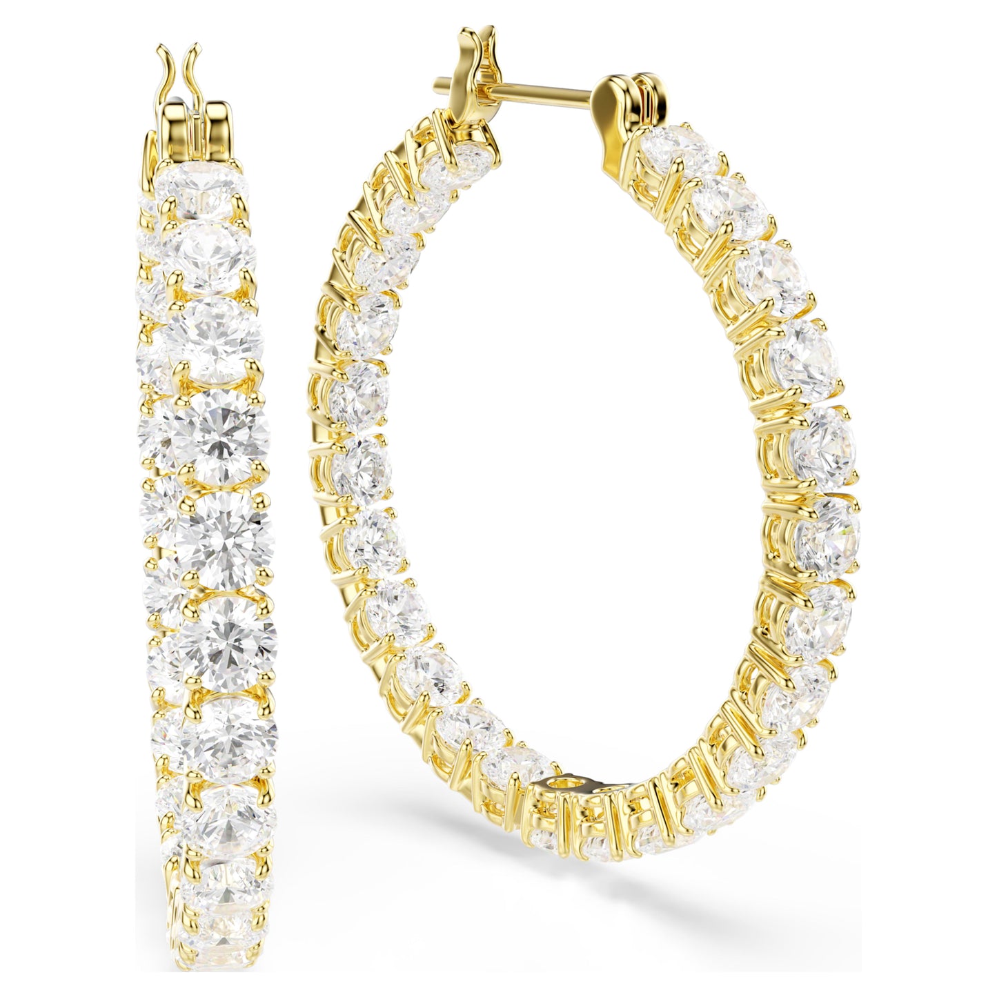 MATRIX HOOP EARRINGS - WHITE, GOLD