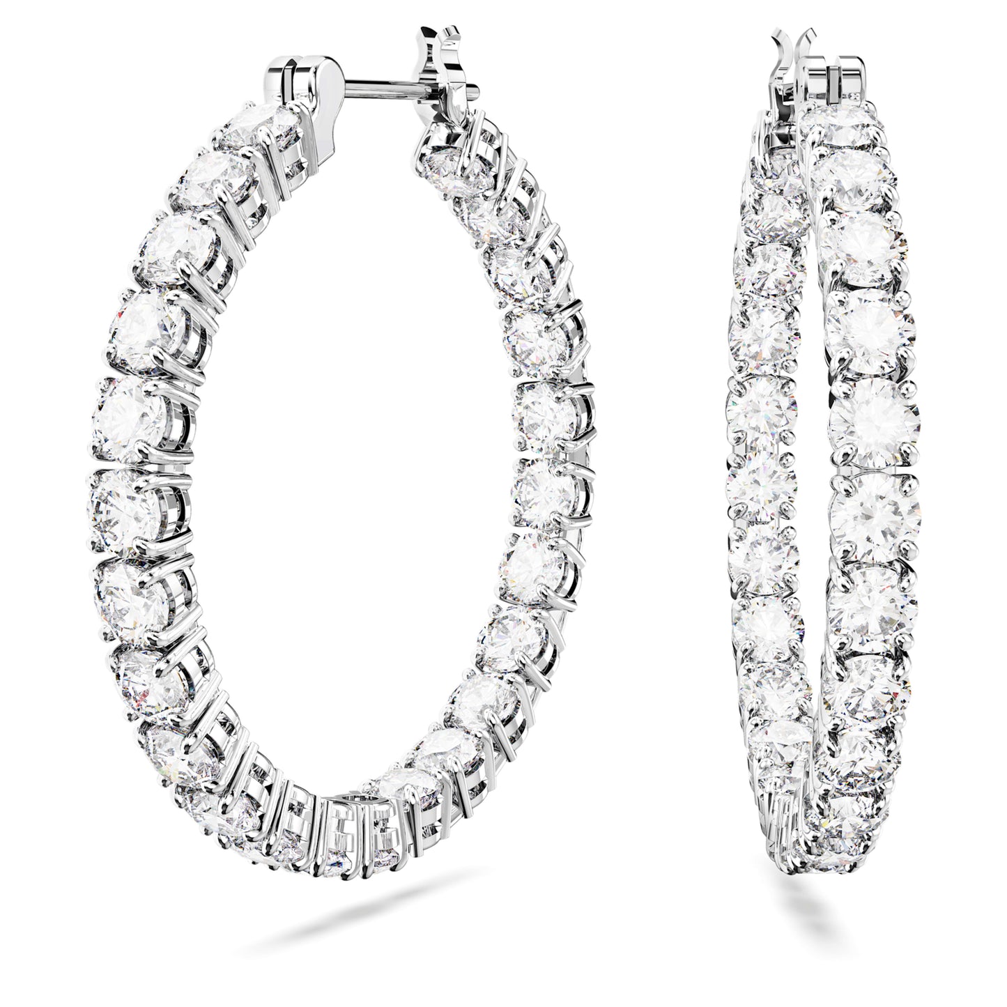 MATRIX HOOP EARRINGS - WHITE, RHODIUM