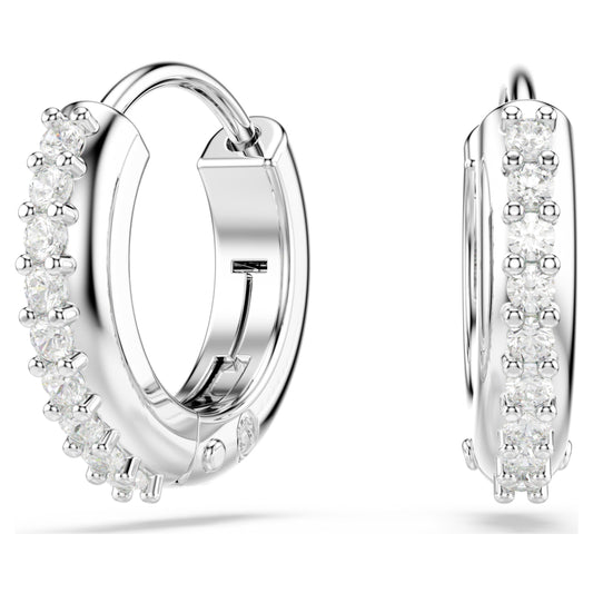 MATRIX HOOP EARRINGS - WHITE, RHODIUM
