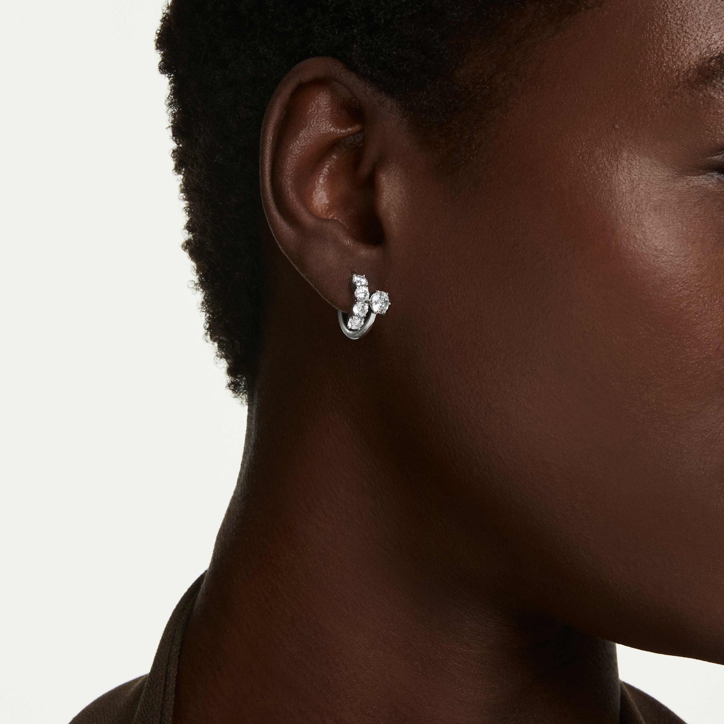 MATRIX EARRINGS HOOP - WHITE, RHODIUM