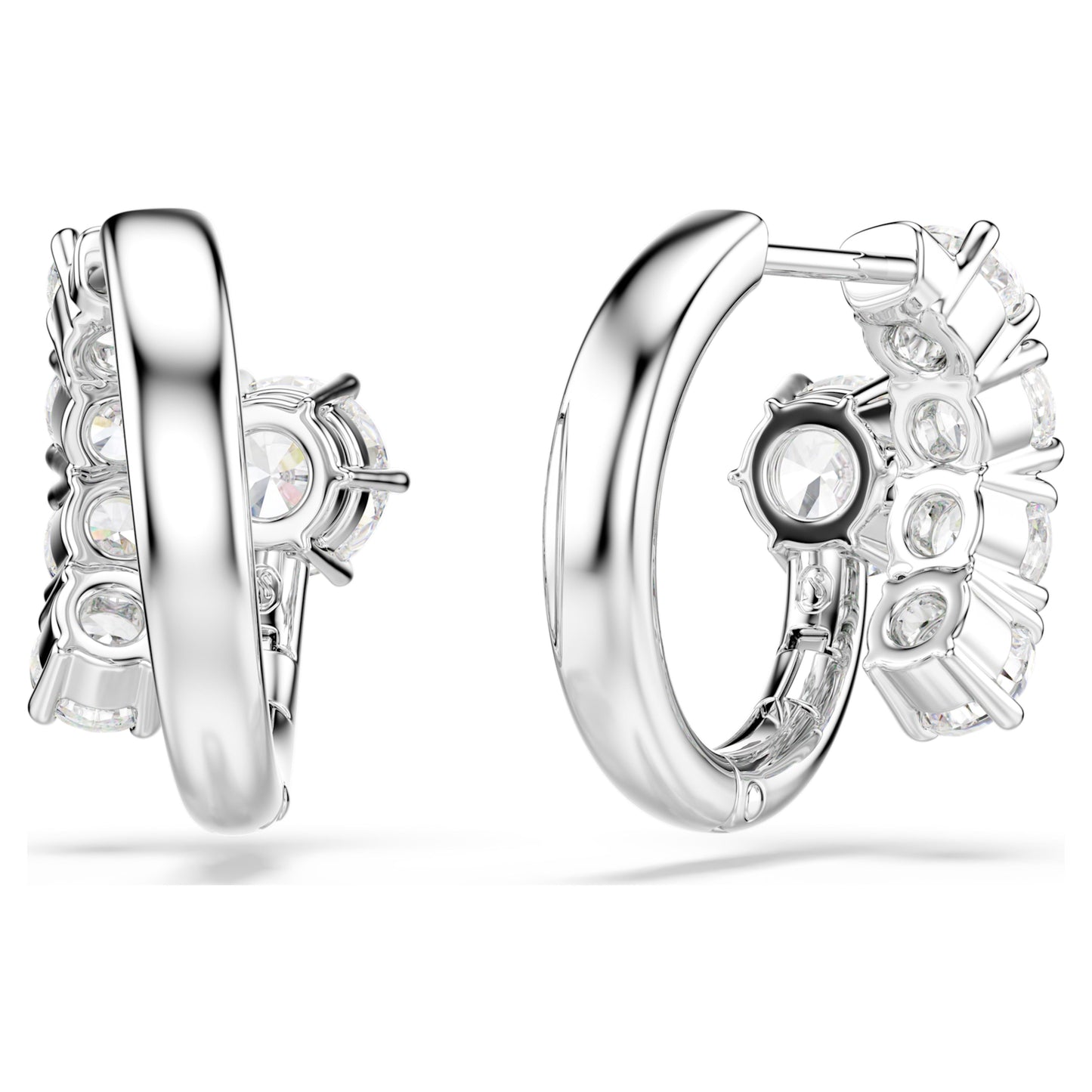 MATRIX EARRINGS HOOP - WHITE, RHODIUM