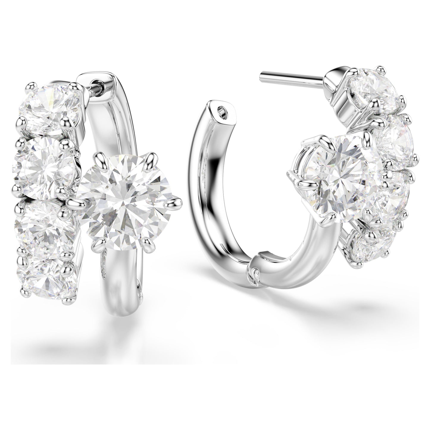 MATRIX EARRINGS HOOP - WHITE, RHODIUM