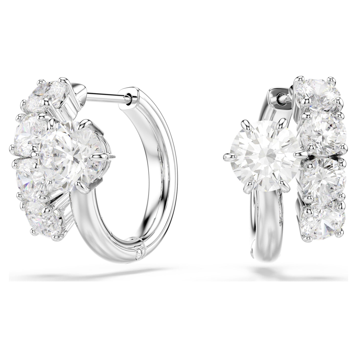 MATRIX EARRINGS HOOP - WHITE, RHODIUM
