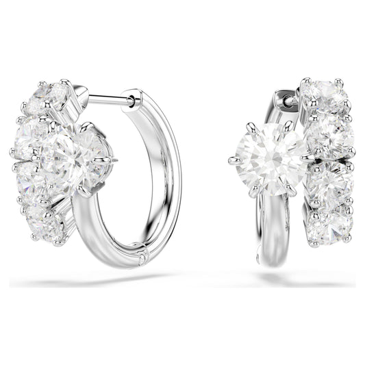 MATRIX EARRINGS HOOP - WHITE, RHODIUM