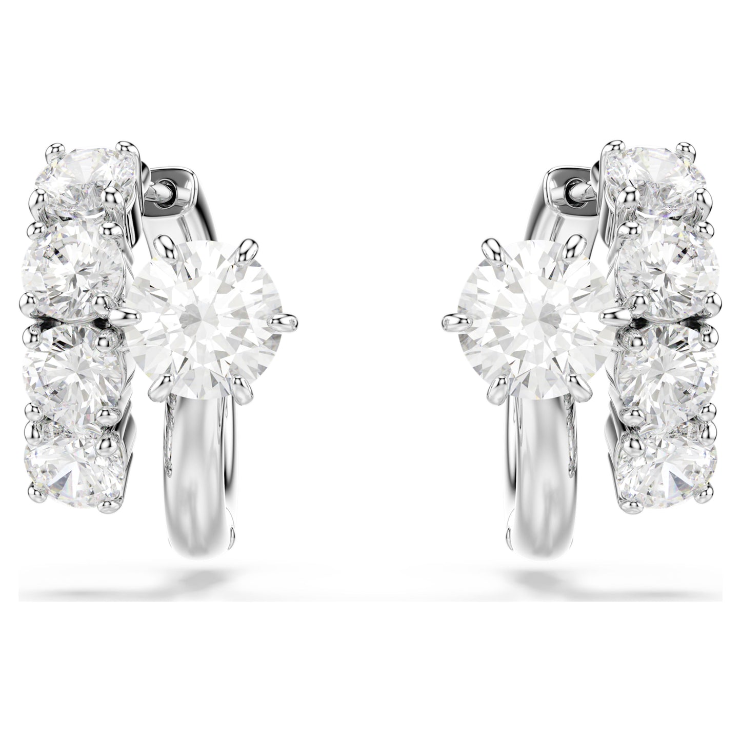 MATRIX EARRINGS HOOP - WHITE, RHODIUM