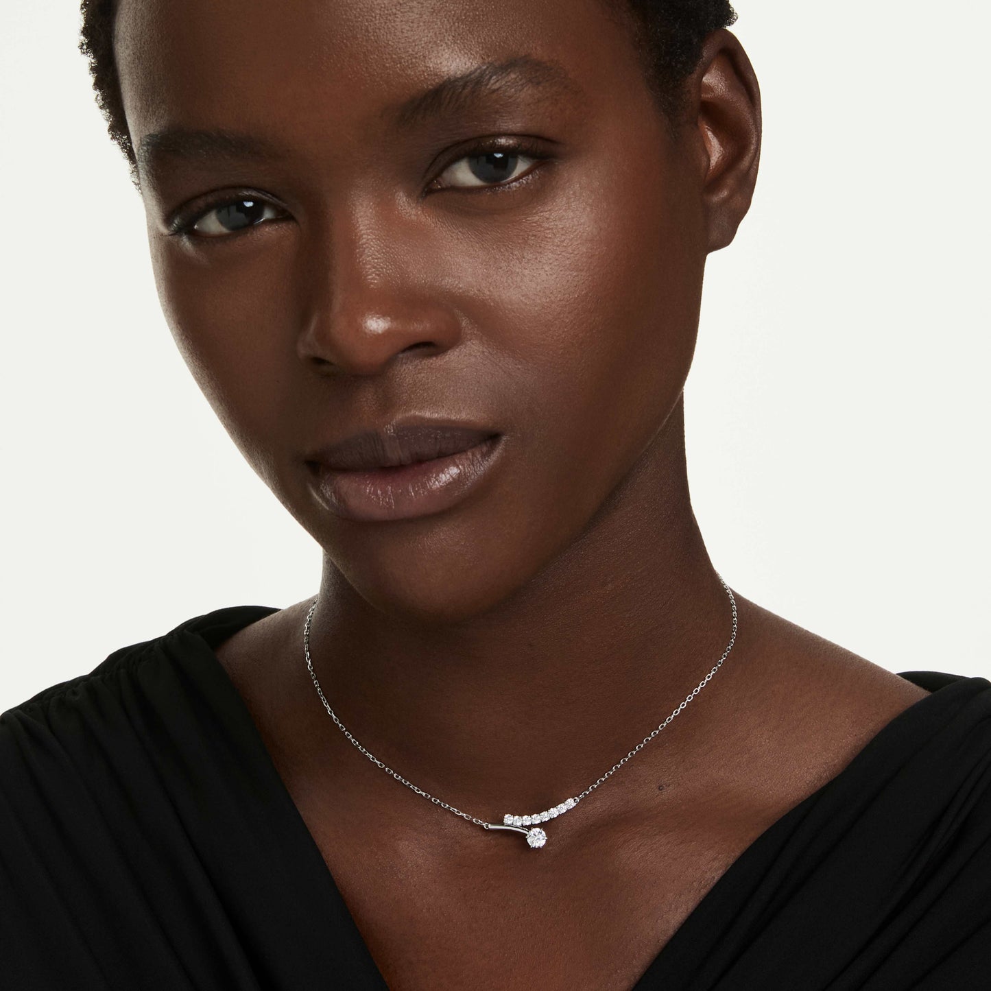 MATRIX NECKLACE - WHITE, RHODIUM