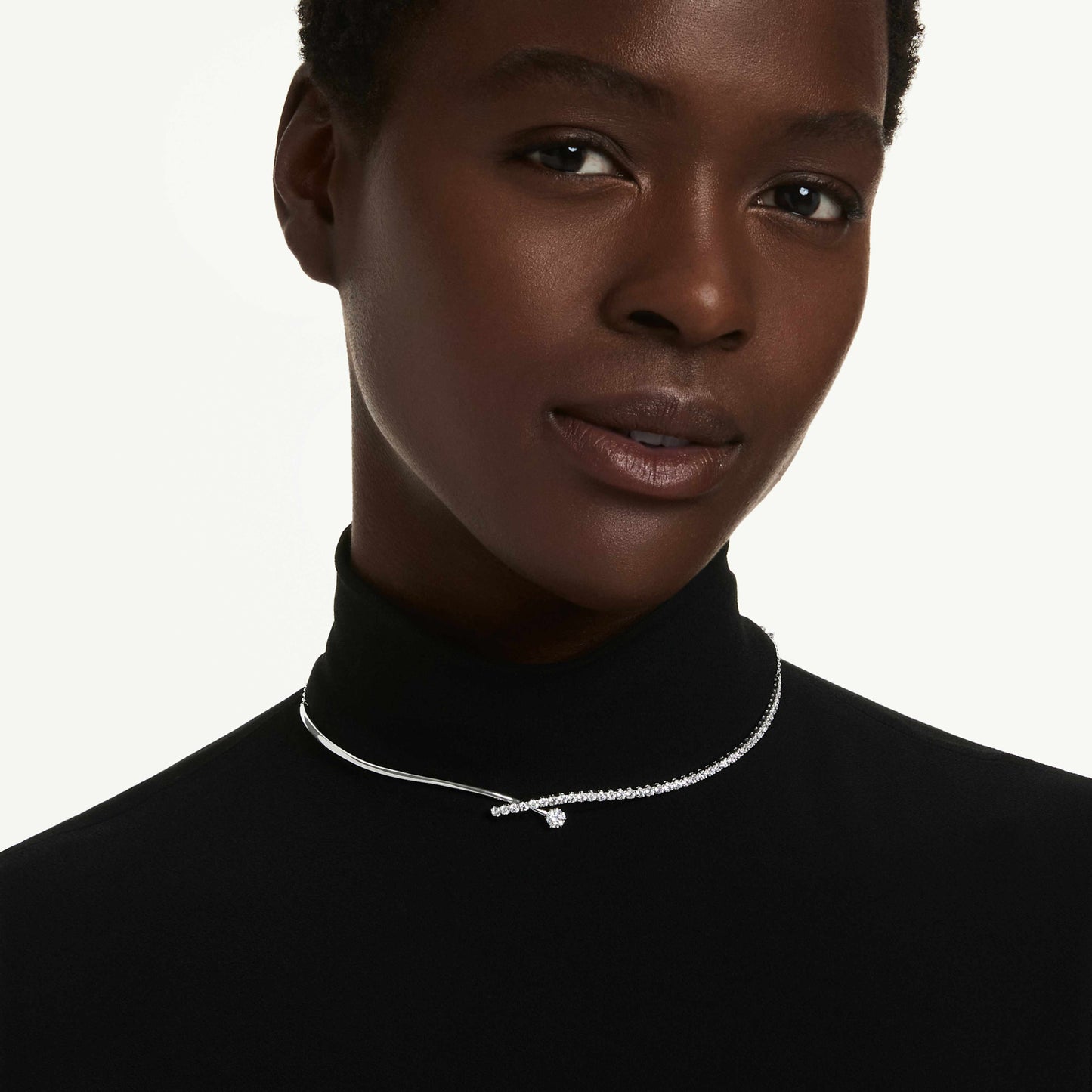 MATRIX NECKLACE - WHITE, RHODIUM