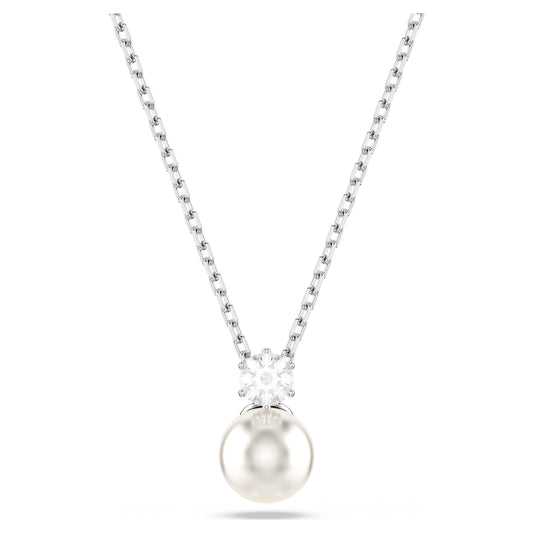 MATRIX PENDANT PEARL - WHITE, RHODIUM