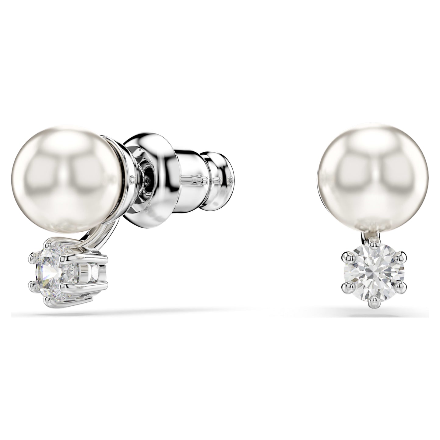MATRIX STUD EARRINGS PEARL - WHITE, RHODIUM