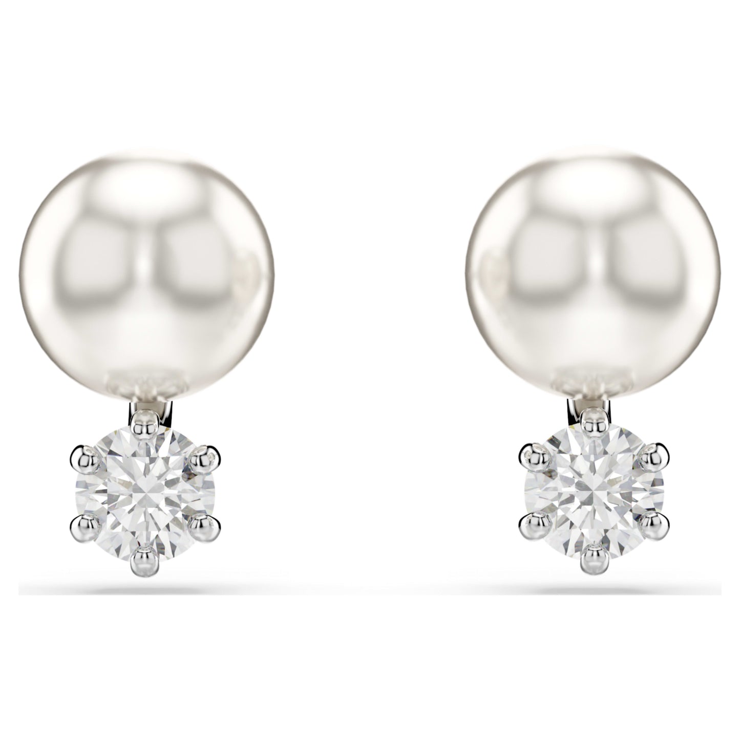 MATRIX STUD EARRINGS PEARL - WHITE, RHODIUM