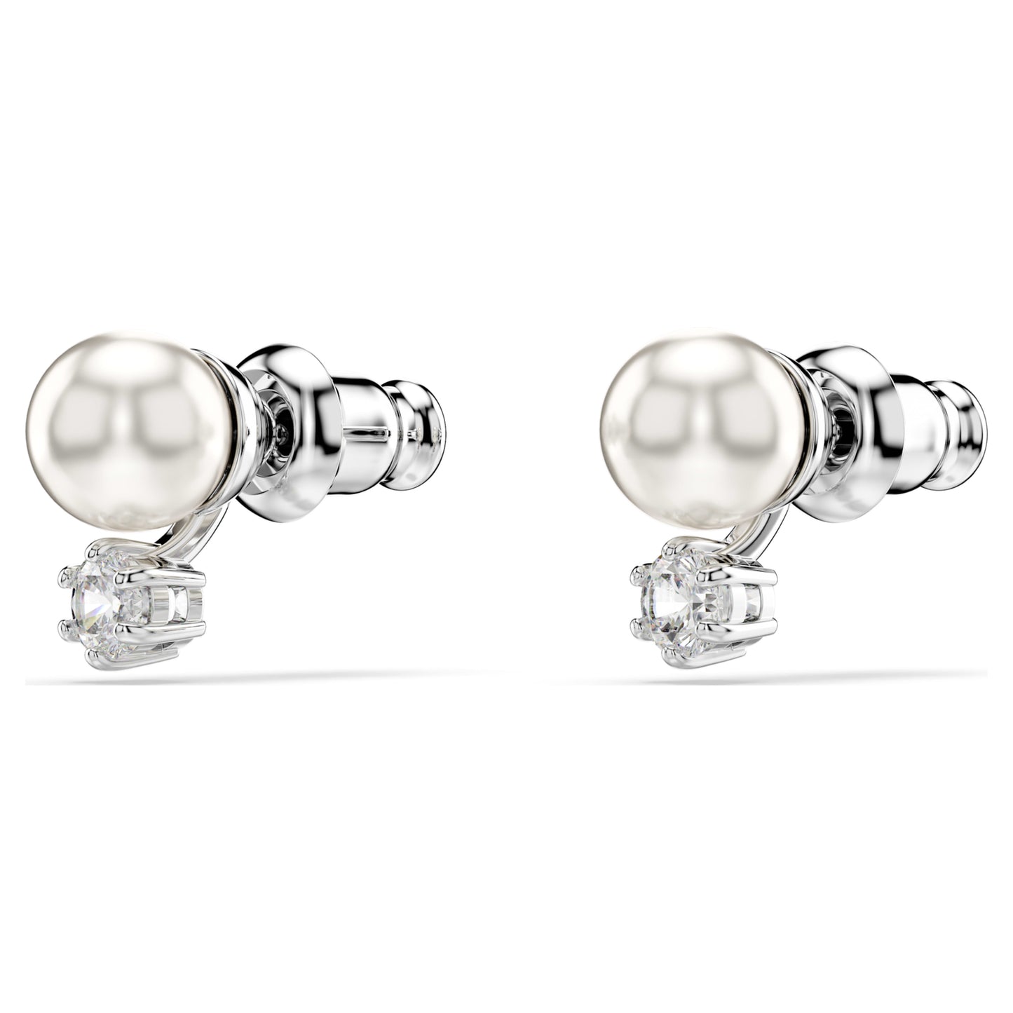 MATRIX STUD EARRINGS PEARL - WHITE, RHODIUM