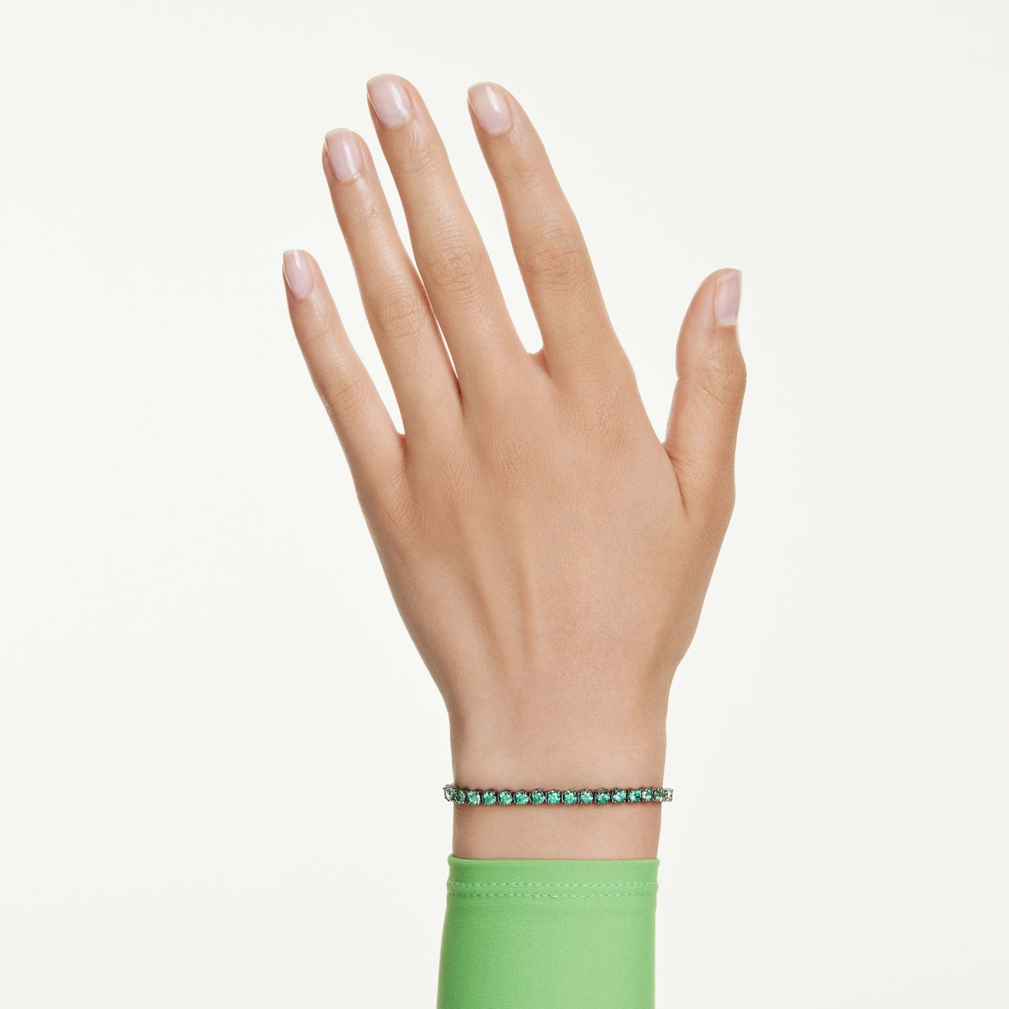 MATRIX TENNIS BRACELET - GREEN, RUTHENIUM