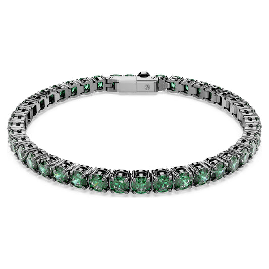 MATRIX TENNIS BRACELET - GREEN, RUTHENIUM