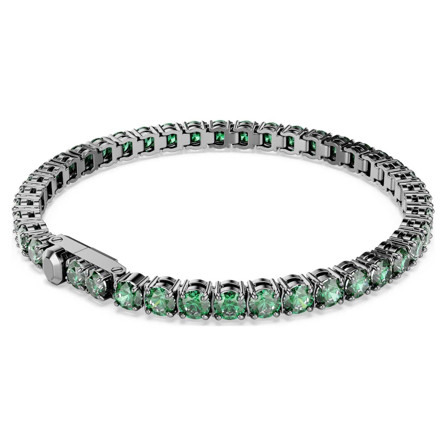 MATRIX TENNIS BRACELET - GREEN, RUTHENIUM